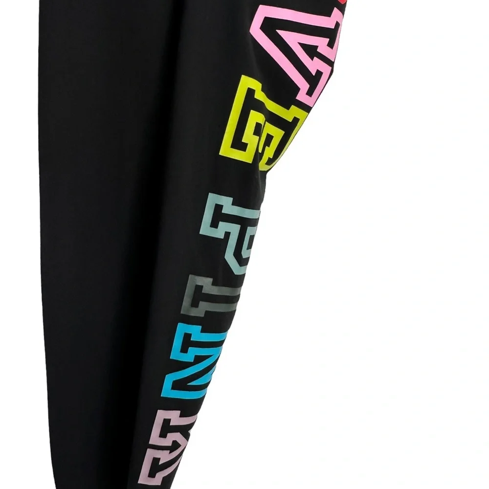 Pink Victoria's Secret High Waist Leggings Small Black Rainbow LOVE PINK Cotton - Picture 6 of 9